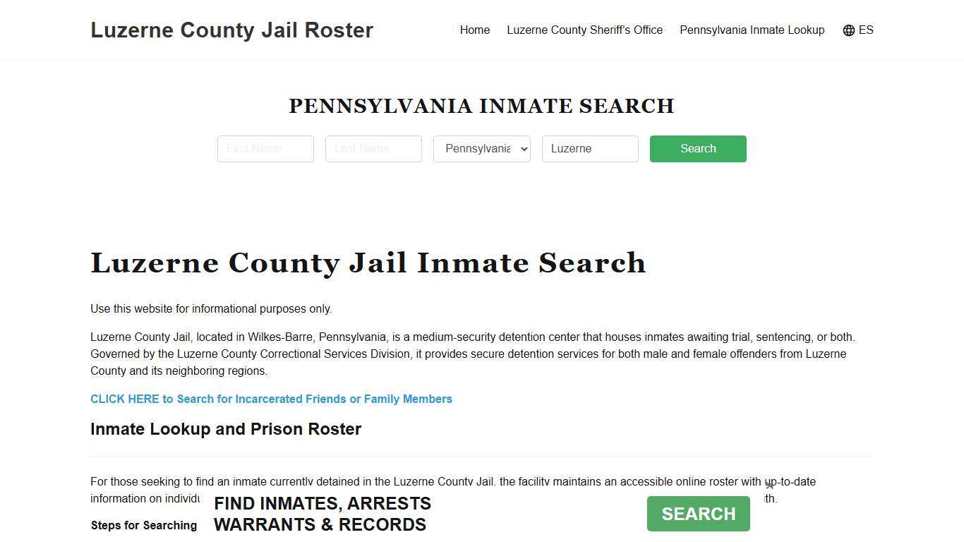 Luzerne County Jail Roster Lookup, PA, Inmate Search